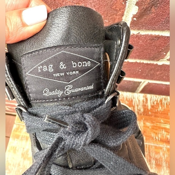 Rag & Bone Kent Black Leather High Top Sneakers - Picture 6 of 9